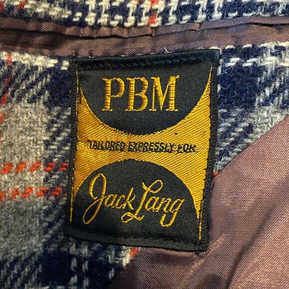 Vintage Academia Jack Lang PBM Mens Blazer 100% Wool Plaid Check Sport Coat 42L - Picture 9 of 9